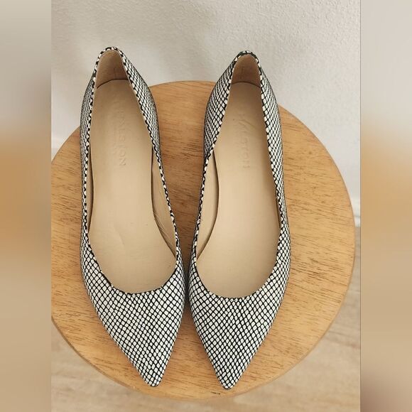 Halston Heritage Snake Leather Flats Size 8 - Picture 2 of 12